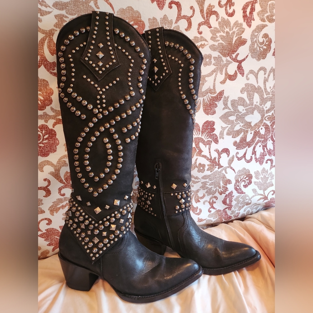 Old Gringo Black Studded Heeled Boots